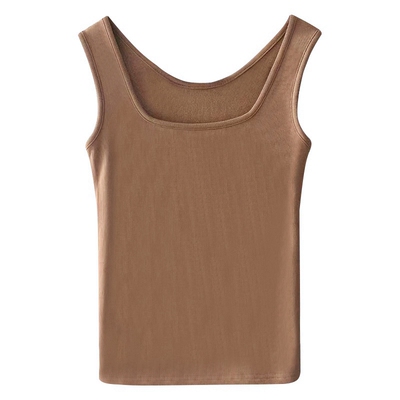 树莓色方领吊带背心夏季新款大码