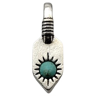 铜镀银松石卡子吊坠佛珠手串文玩侧挂挂坠藏银配件。宽5.7*17mm