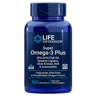 美国LifeExtension Omega3 Plus EPA/DHA鱼油高浓度磷虾油虾青素
