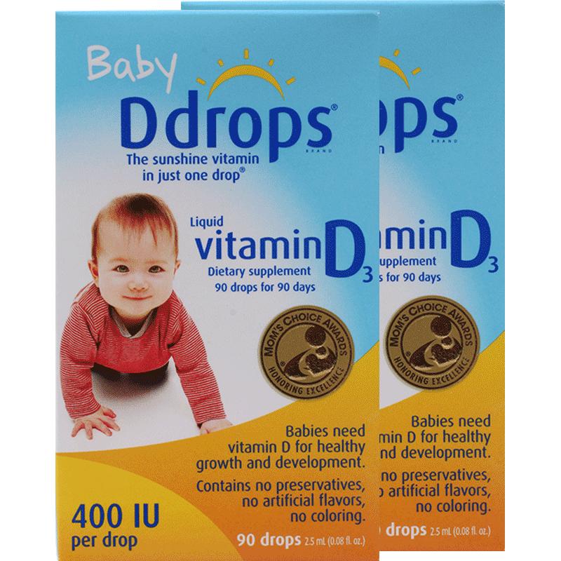 Ddrops滴卓思嬰幼兒d3滴劑維生素d寶寶補(bǔ)鈣嬰兒vd3兒童 400iu*2瓶
