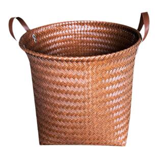 北欧简约仿藤编花盆编织花篮落地大花盆升级PU提手龟背柱植物装饰