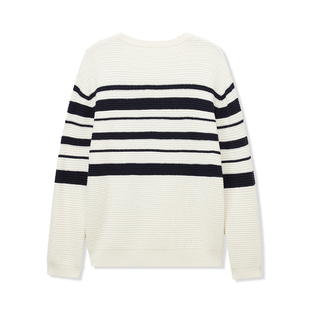 UNICA HOMME/海军条纹羊绒羊毛混纺针织套头毛衣
