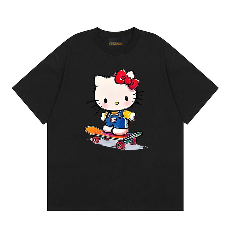 drew潮牌hellokitty滑板猫T恤