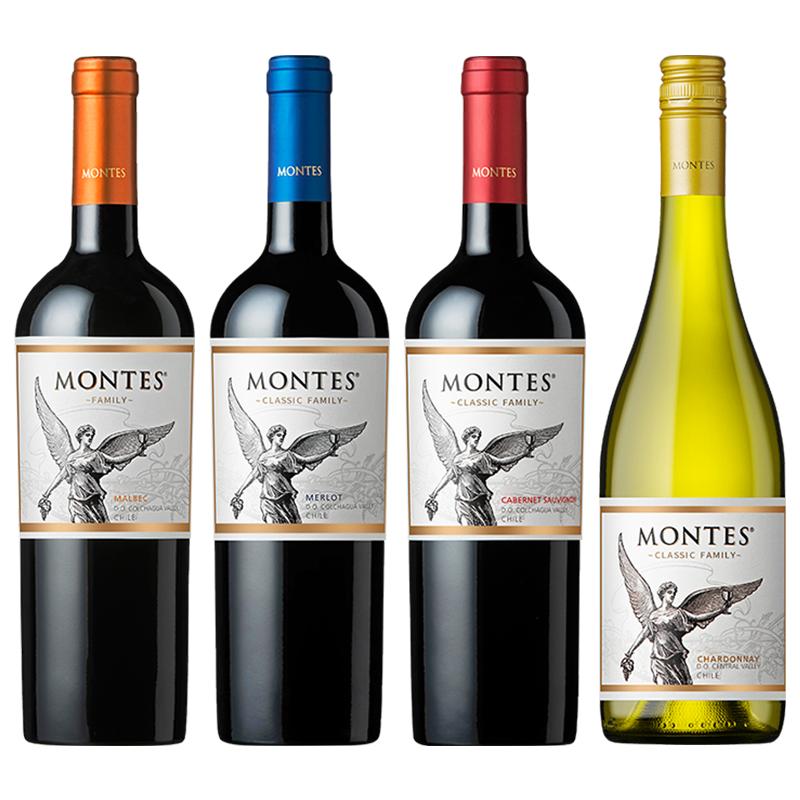 【自营】智利进口蒙特斯montes家族经典系列葡萄酒750ml 单支装