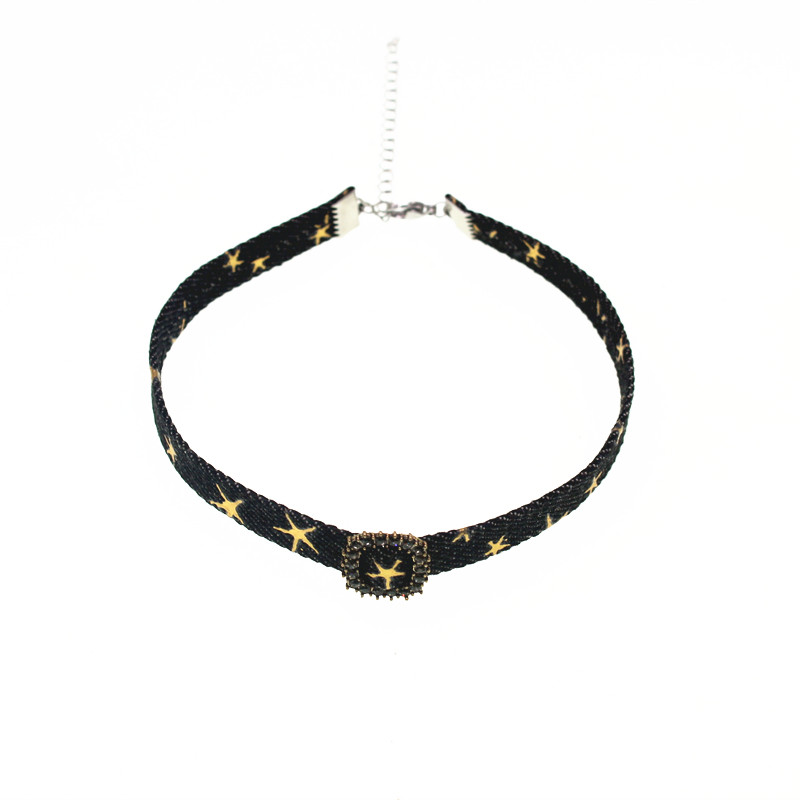 复古牛仔星星水钻choker