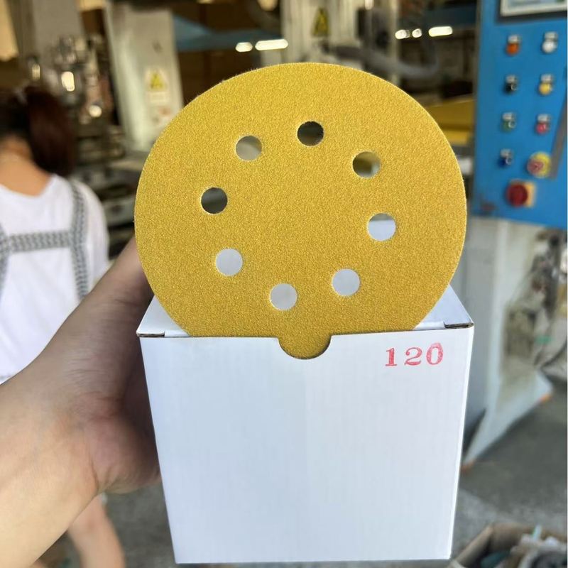 100片5寸8孔砂纸片汽车家具油漆打磨砂轮片修复打磨机耐磨
