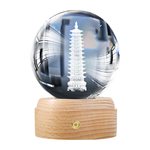 文昌塔水晶球旗舰店七彩13层学生用天然发光底座白色水晶书桌摆件