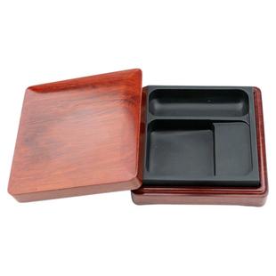 启明文房正方形水墨砚台书法专用天然原石带盖保湿防干歙砚可磨墨