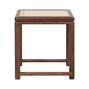 璞木新中式藤面小方凳实木换鞋凳藤编矮凳小凳子茶凳木凳家用板凳