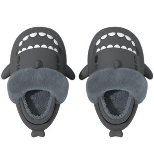 可拆洗鲨鱼棉拖鞋男包跟冬季可拆卸内里保暖棉鞋室内居家毛拖鞋女