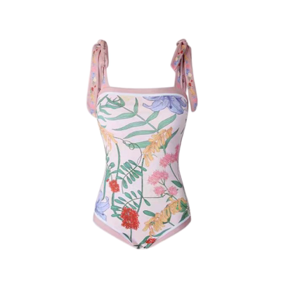 网红ins两面穿印花温泉度假泳衣