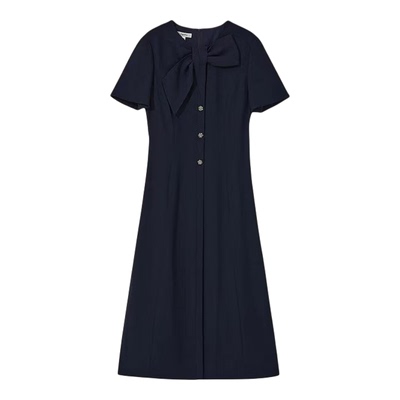 气质裙聚酯纤维直筒纯色蝴蝶结