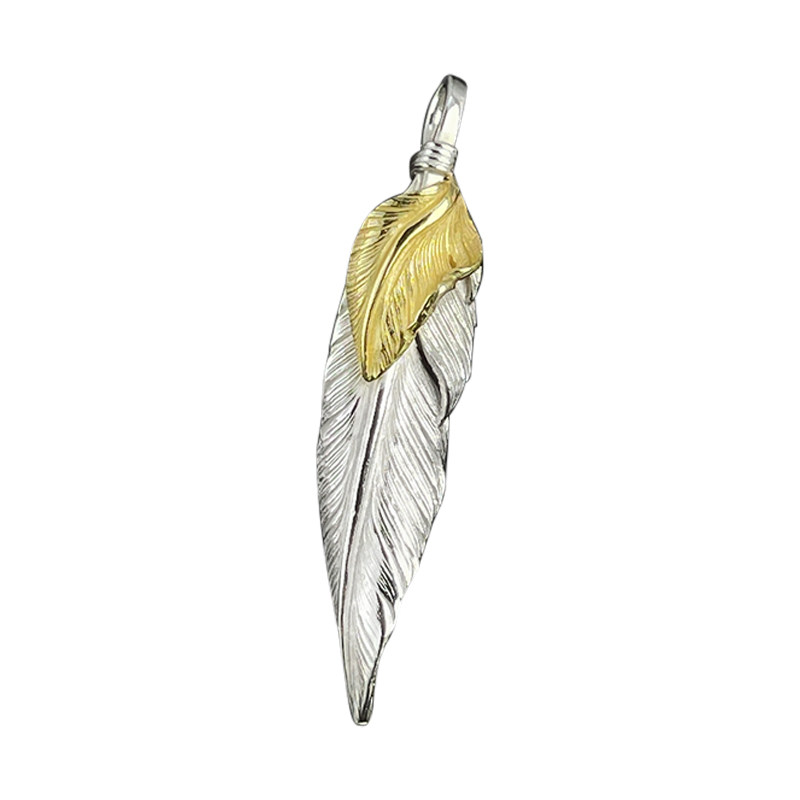 正品男女款18K金+925银羽毛吊坠