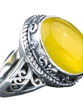 男女款戒指空托镶嵌绿松石琥珀