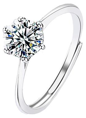 D色莫桑石钻戒女戒指纯银T家六爪