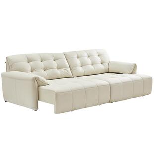 全友家居现代简约真皮电动功能沙发可变床2025新款客厅直排家具