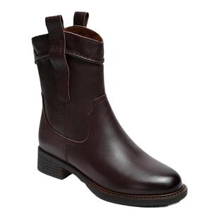 2024新款英伦风马丁靴女款真皮靴子低跟中筒骑士靴西部牛仔靴百搭