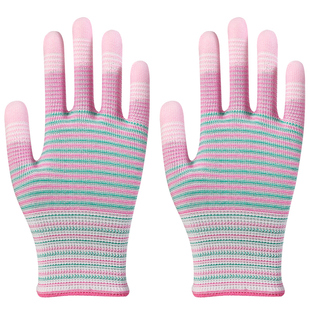 透气防静电PU涂指涂掌劳保防尘耐磨防滑薄款劳动尼龙手套工作干活