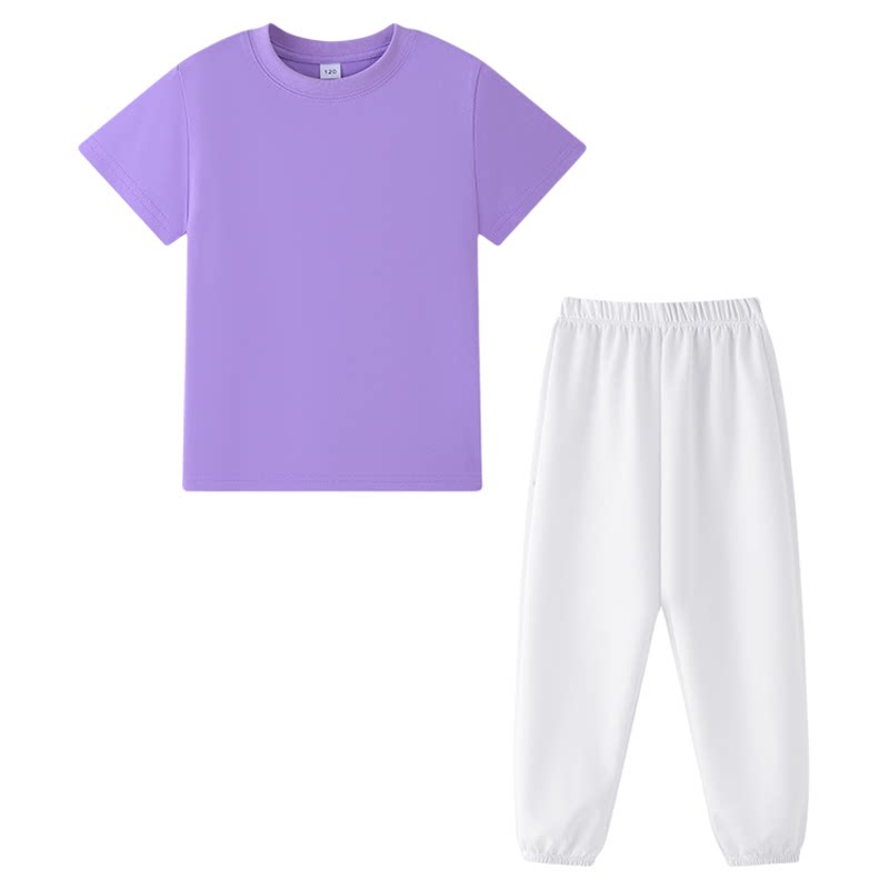 紫色上衣白色裤子套装儿童演出服