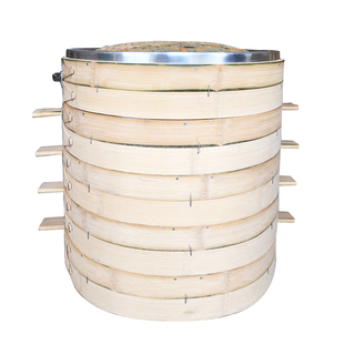 50 52商用圆竹制蒸笼铝合金竹子包口蒸屉蒸格蒸包笼子方笼
