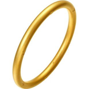 周六福黄金手镯女计价足金六字真言古法素圈金镯子手饰妇女节礼物