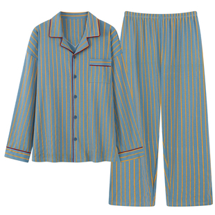 春秋季纯棉长袖男士睡衣加肥大码可外穿家居服胖子300斤两件套装