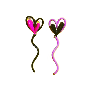 CICI爱心气球流线结原创线条灵动耳环夸张艺术感小众银针甜酷耳饰