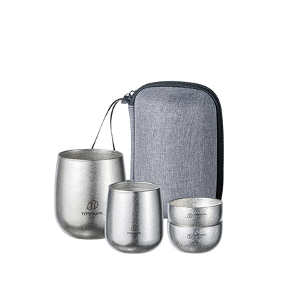 双层隔热结晶炫彩纯钛户外茶杯