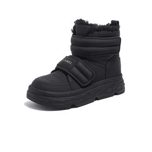 骆驼女鞋冬季新款加绒保暖雪地靴女款圆头短靴时尚百搭棉鞋女靴子