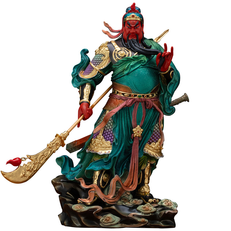 纯铜冰金彩关公铜像武财神关二爷摆件家用供奉商铺开业关羽神像