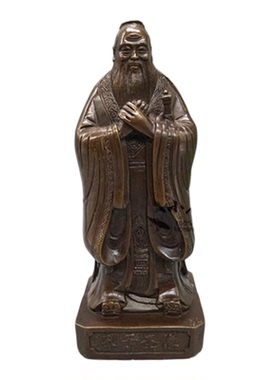 黄铜仿古孔子像摆件书房工艺