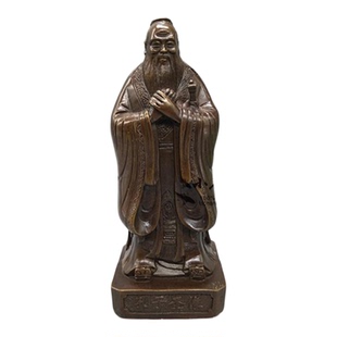 黄铜仿古紫铜孔子人物像摆件孔圣人雕像古玩铜器书房家居客厅摆设