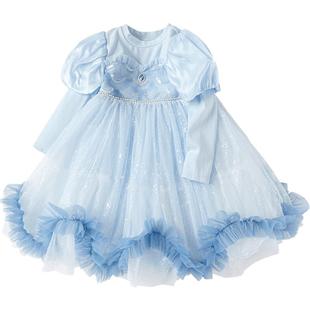 巴拉巴拉女童连衣裙宝宝重工公主裙春秋款童装儿童网纱裙子蓬蓬裙