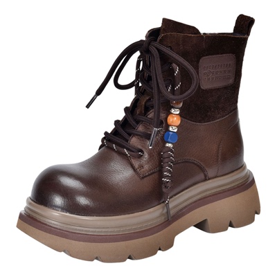 四起哥秋冬新款头层牛皮短靴