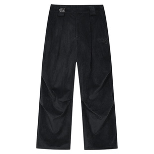 MEDM 美拉德阔腿宽松工装伞兵裤美式通勤纯色百搭拖地休闲长裤秋