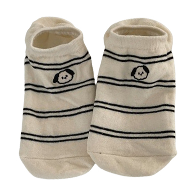 卡通小狗船袜女透气防滑不掉跟夏