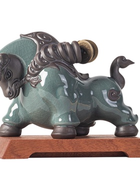 中式陶瓷牛摆件招财镇宅股市牛气