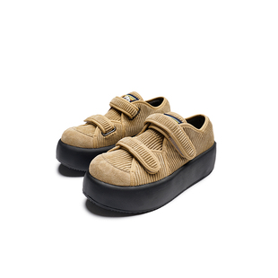 littlegood复古乐福鞋女新款绒面百搭小单鞋学院风厚底休闲鞋