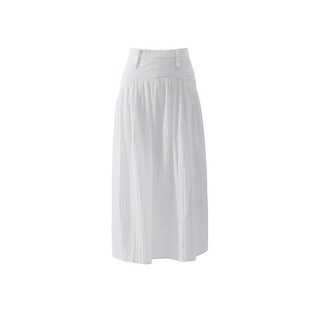 有耳uare原创设计 佩里月光 编织肌理格子A字小白裙