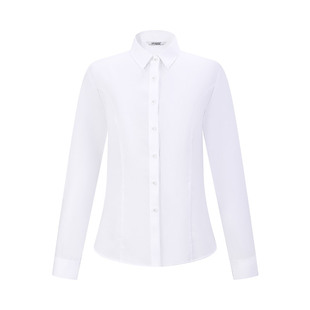 【免烫】乔治白春秋季女士长袖衬衫商务OL职业修身纯白工作服上衣