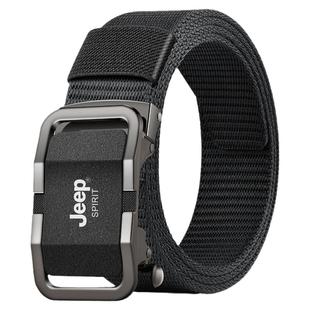 Jeep男款帆布皮带男士自动扣战术裤带腰带年轻人休闲潮黑色裤腰带