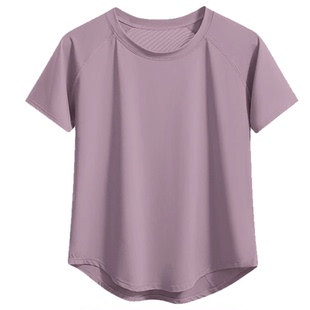 健身服短袖T恤女网纱拼接弹力速干瑜伽服跑步普拉提运动上衣 夏天