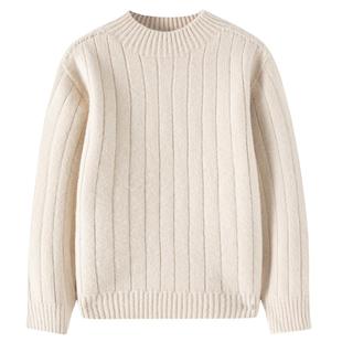 男童女童毛衣圆领加厚2025新款儿童宝宝洋气春秋中大童针织打底衫