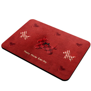 红色浴室吸水地垫新年卫生间厕所卧室门口防滑脚垫硅藻泥耐磨地毯