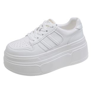 真皮厚底小白鞋女ins潮2025秋冬新款加绒爆款轻便增高休闲板鞋女