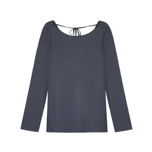 辰米范 自由慵懒 斜肩系带露背设计感上衣女轻薄宽松防晒罩衫t恤