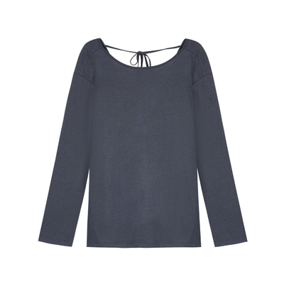 辰米范 自由慵懒 斜肩系带露背设计感上衣女轻薄宽松防晒罩衫t恤