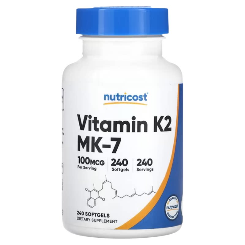 Nutricost维生素K2 MK-7软胶囊补钙骨骼健康心血管健康守护