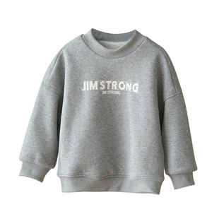 儿童双层小立领加绒卫衣 男童一体绒带内衬上衣 中大童180 冬款