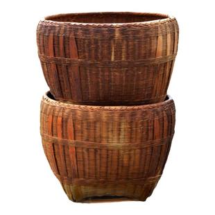 手工竹编烟熏筐大竹筐篓子婚礼竹筐家具收纳筐簸箕做旧竹箩筐